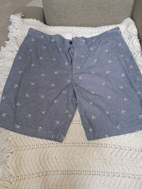 Dockers Blue Anchor-Print Flat Front Shorts